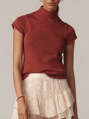 Maeve by Anthropologie Short Sleeve Mock Neck Sweater XS